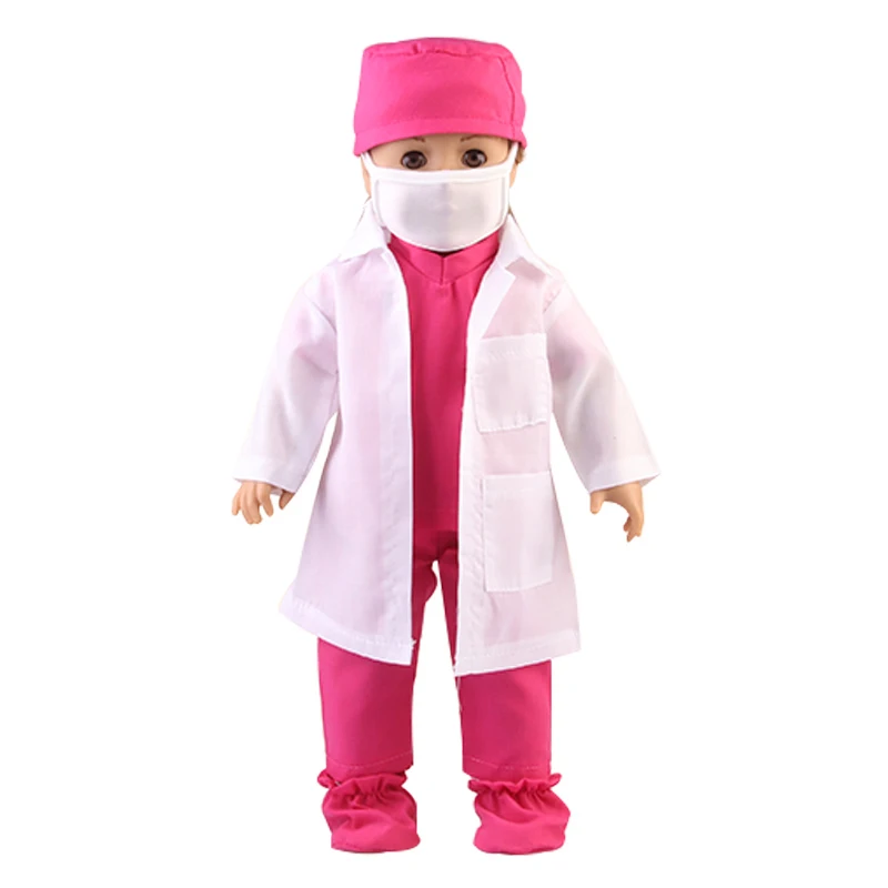 Doctor Nurse Scrubs Doll Outfits with Medical Play Tools Doctor Costume Kit for 18" American & 43cm Baby Newborn Girl Dolls Toy
