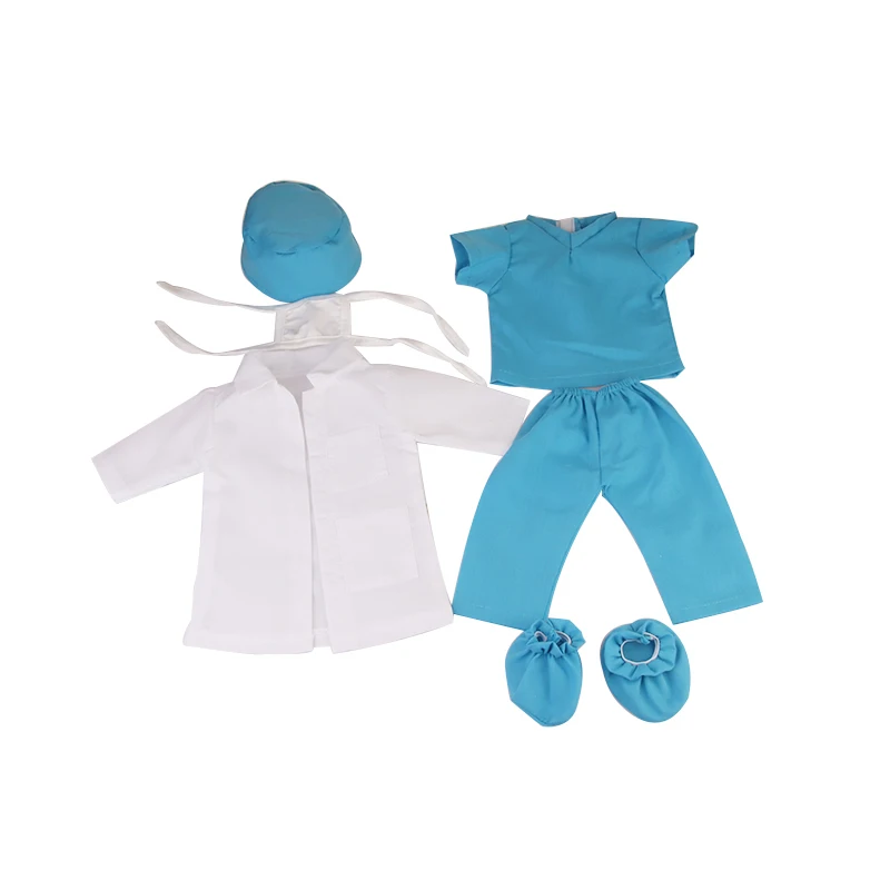 Doctor Nurse Scrubs Doll Outfits with Medical Play Tools Doctor Costume Kit for 18" American & 43cm Baby Newborn Girl Dolls Toy