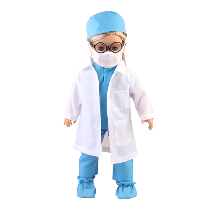 Doctor Nurse Scrubs Doll Outfits with Medical Play Tools Doctor Costume Kit for 18" American & 43cm Baby Newborn Girl Dolls Toy