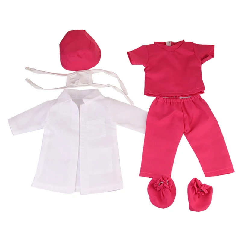 Doctor Nurse Scrubs Doll Outfits with Medical Play Tools Doctor Costume Kit for 18" American & 43cm Baby Newborn Girl Dolls Toy