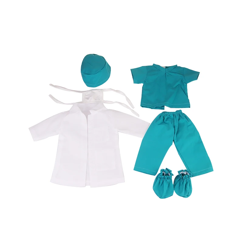 Doctor Nurse Scrubs Doll Outfits with Medical Play Tools Doctor Costume Kit for 18" American & 43cm Baby Newborn Girl Dolls Toy