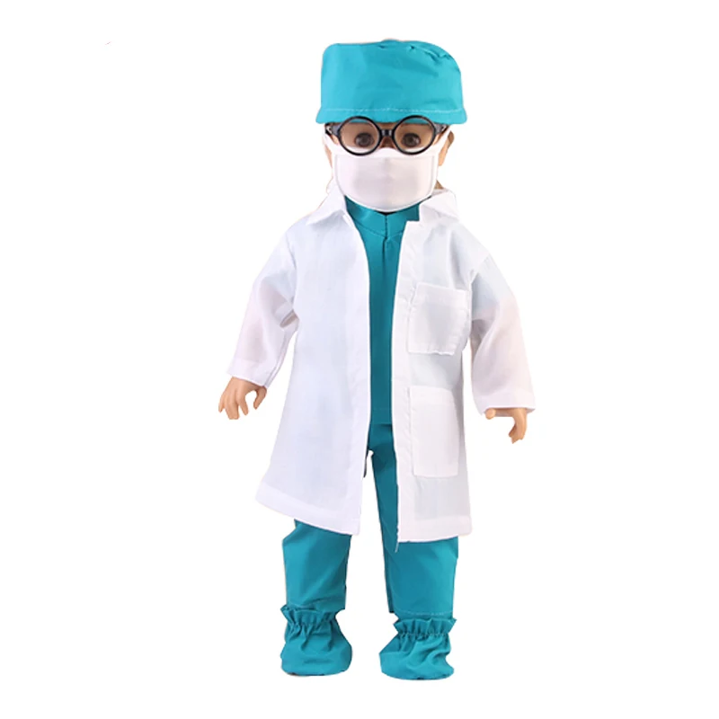 Doctor Nurse Scrubs Doll Outfits with Medical Play Tools Doctor Costume Kit for 18" American & 43cm Baby Newborn Girl Dolls Toy