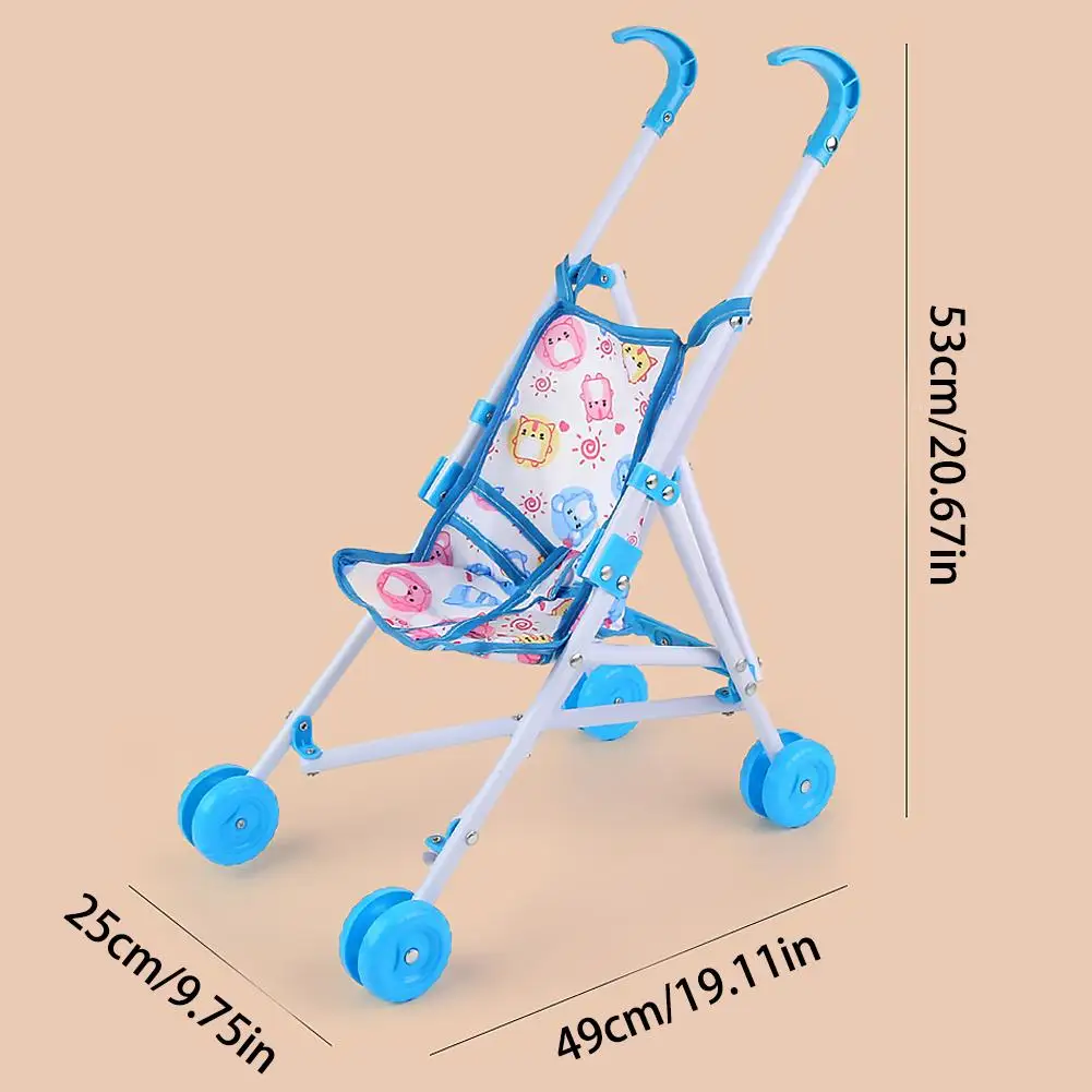 Realistic Doll Stroller Toy For Toddlers Educational Role Play Baby Carriage Kids Motor Skills Development Pretend Play Gift