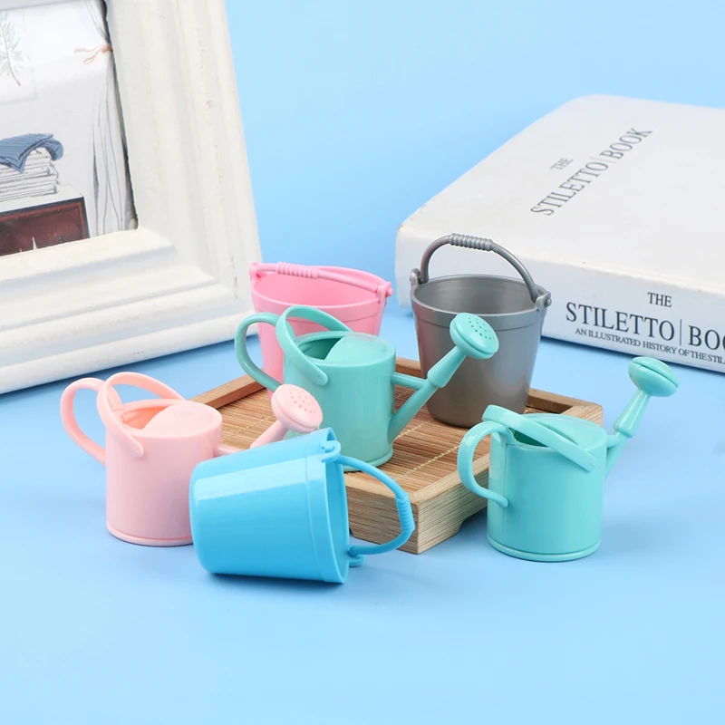 【CPI】1Set Dollhouse Miniature Bucket Watering Can Model Plant Watering Tool Garden Decor Toy
