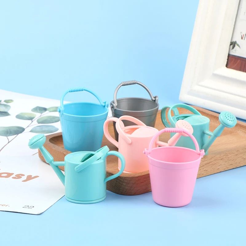 【CPI】1Set Dollhouse Miniature Bucket Watering Can Model Plant Watering Tool Garden Decor Toy