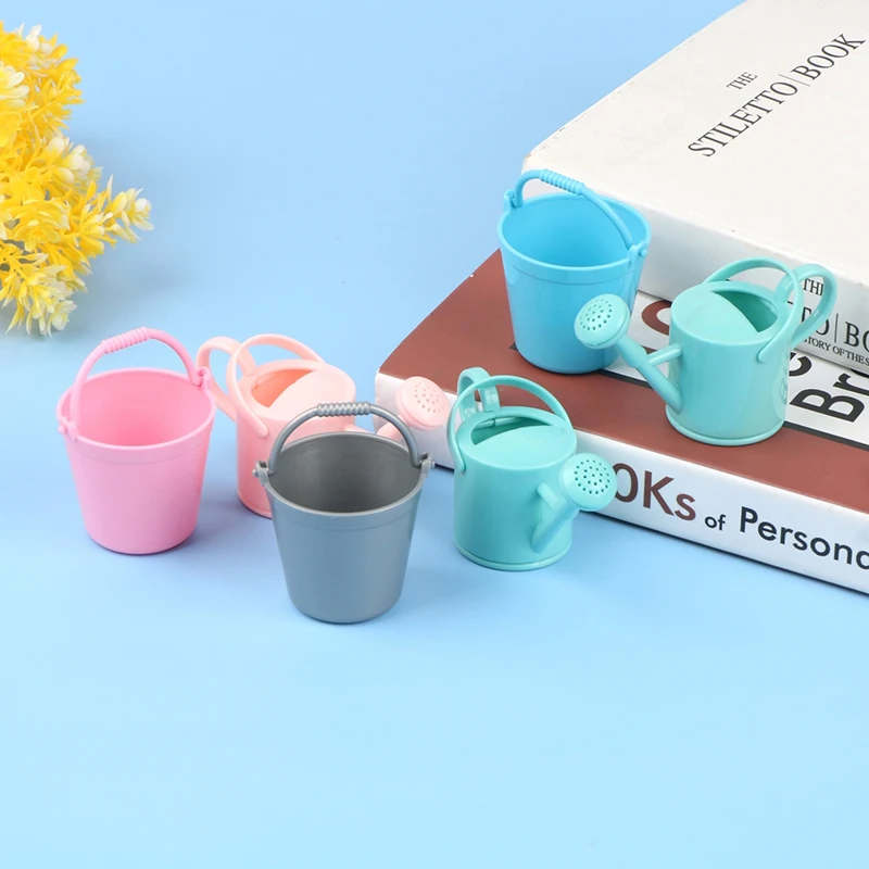 【CPI】1Set Dollhouse Miniature Bucket Watering Can Model Plant Watering Tool Garden Decor Toy
