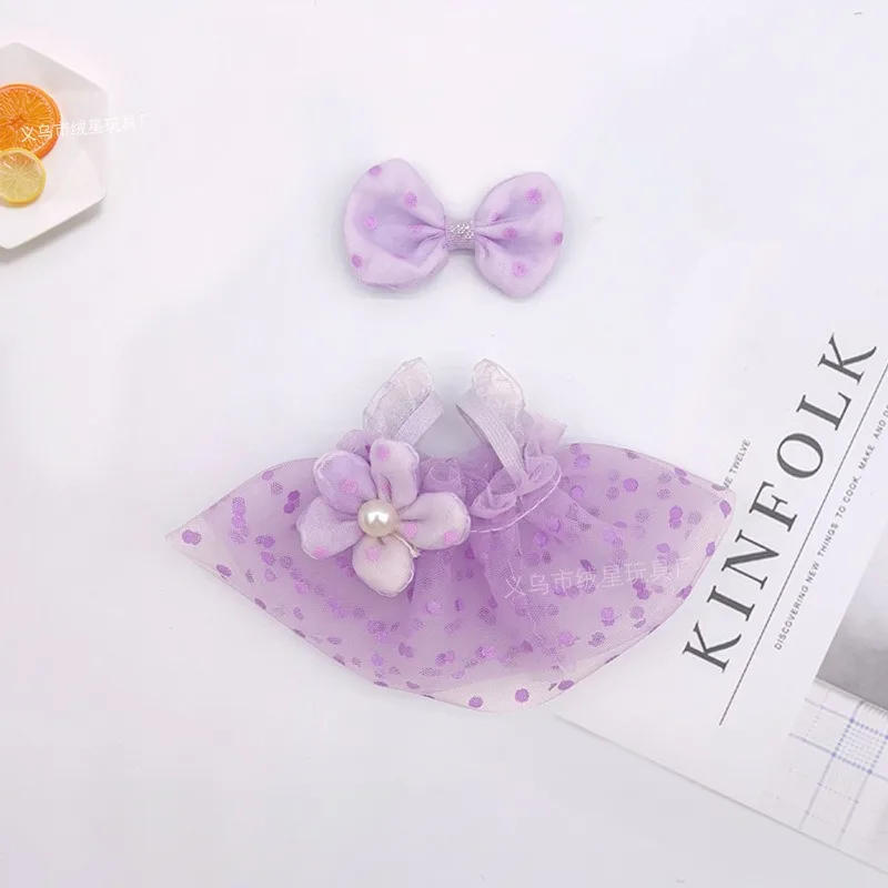Polka Dot Tulle Doll Dress Flower Bow Mini Skirt For OB11 1/12 BJD 10cm Cotton Plush Doll Dress Up Accessories Only Clothes