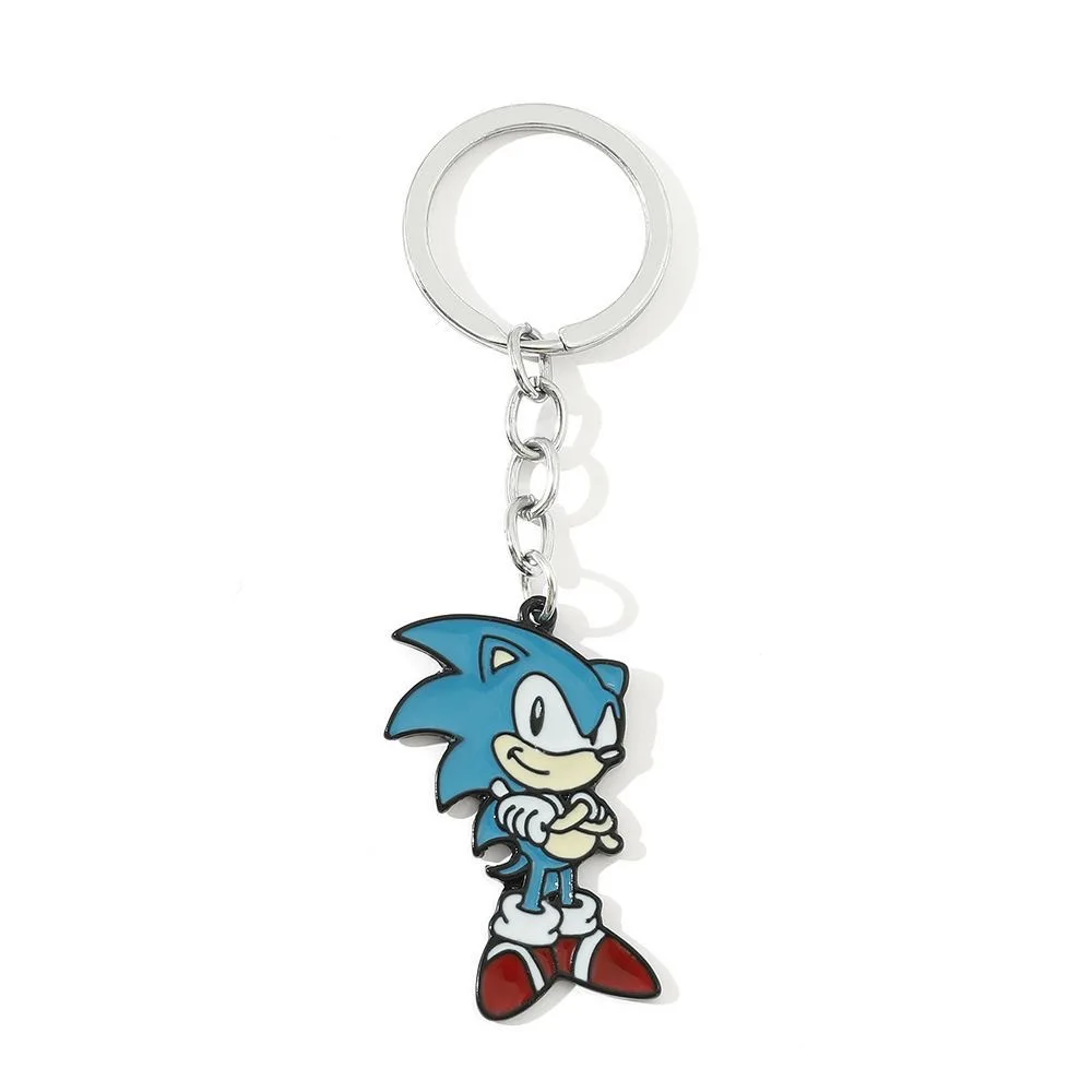 Sonic Cartoon Enamel Bag Charm, Cute Blue Hedgehog Metal Keychain Pendant for Backpack Handbag Decor Ornament