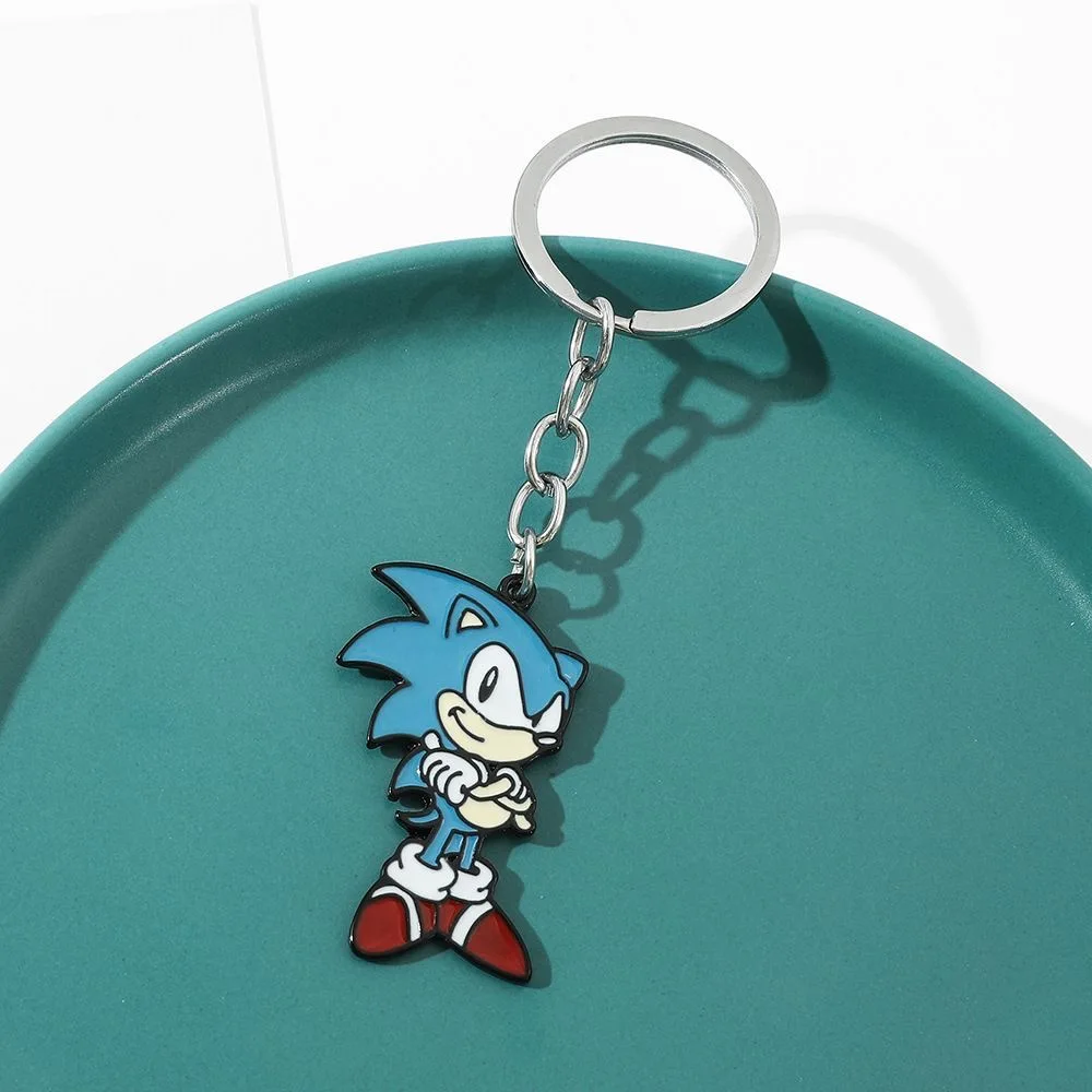Sonic Cartoon Enamel Bag Charm, Cute Blue Hedgehog Metal Keychain Pendant for Backpack Handbag Decor Ornament