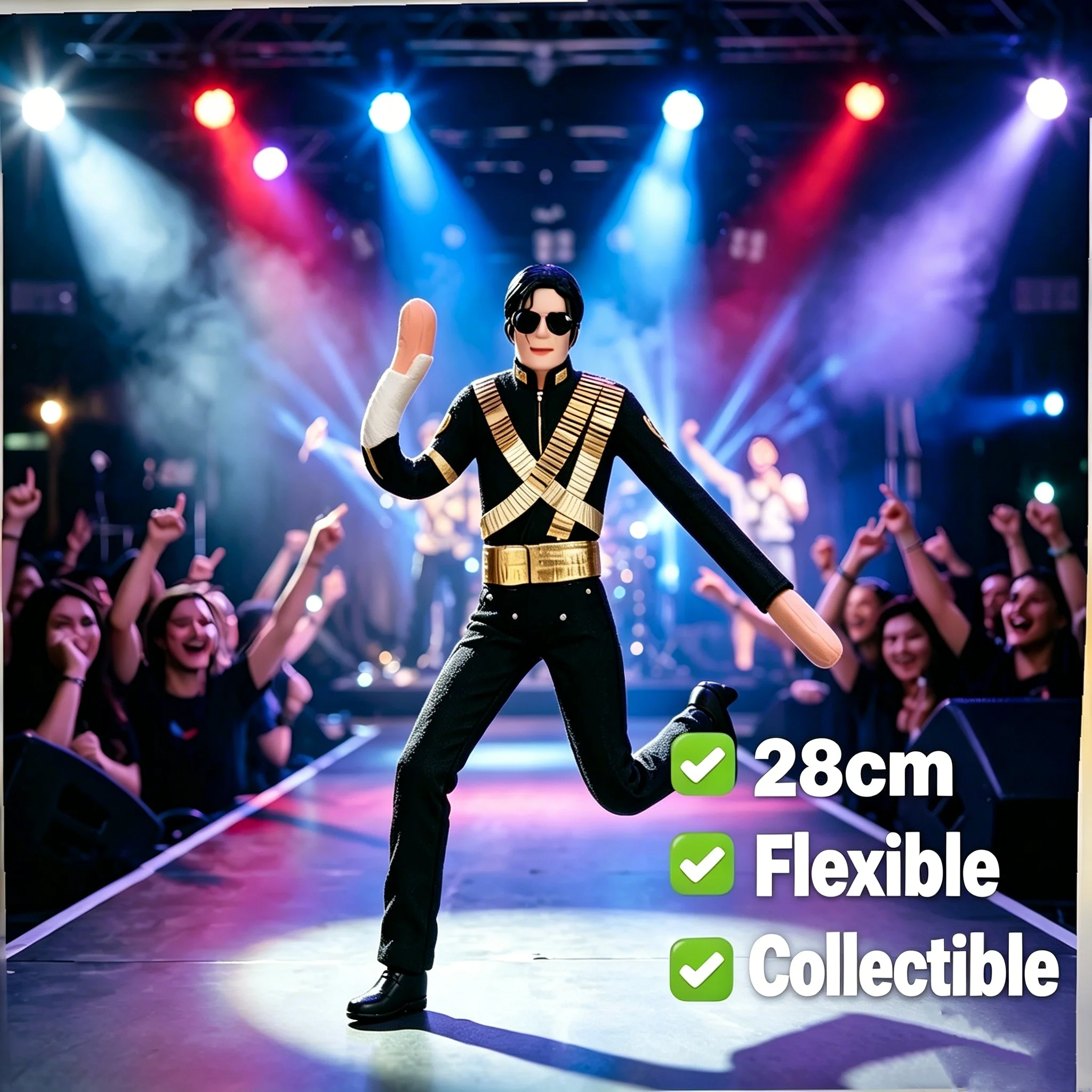 Michael Jackson Collectible Doll with 6 Classic Stage Outfits King of Pop Figure MJ Fan Gift Desktop Home Decor Ornament