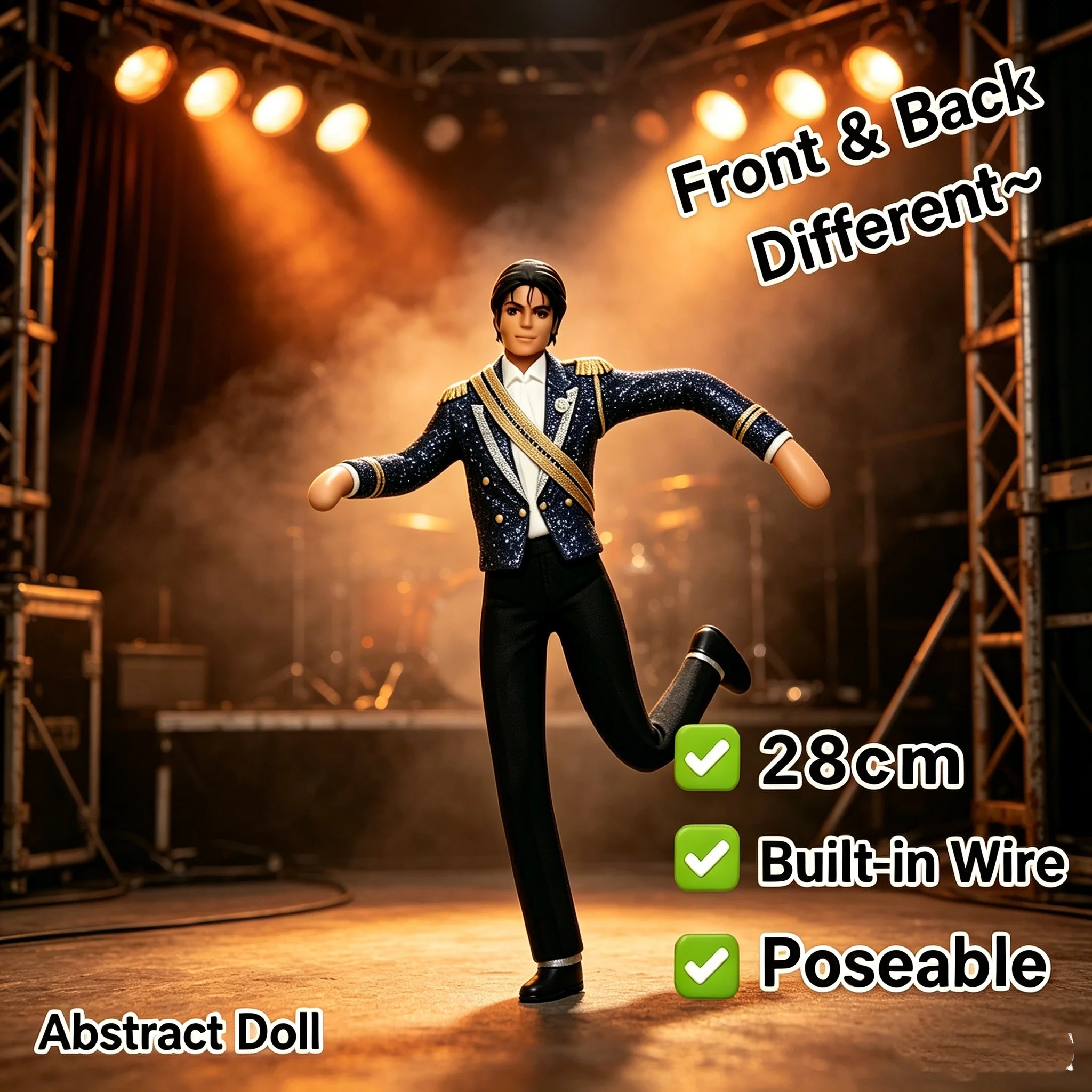 Michael Jackson Collectible Doll with 6 Classic Stage Outfits King of Pop Figure MJ Fan Gift Desktop Home Decor Ornament