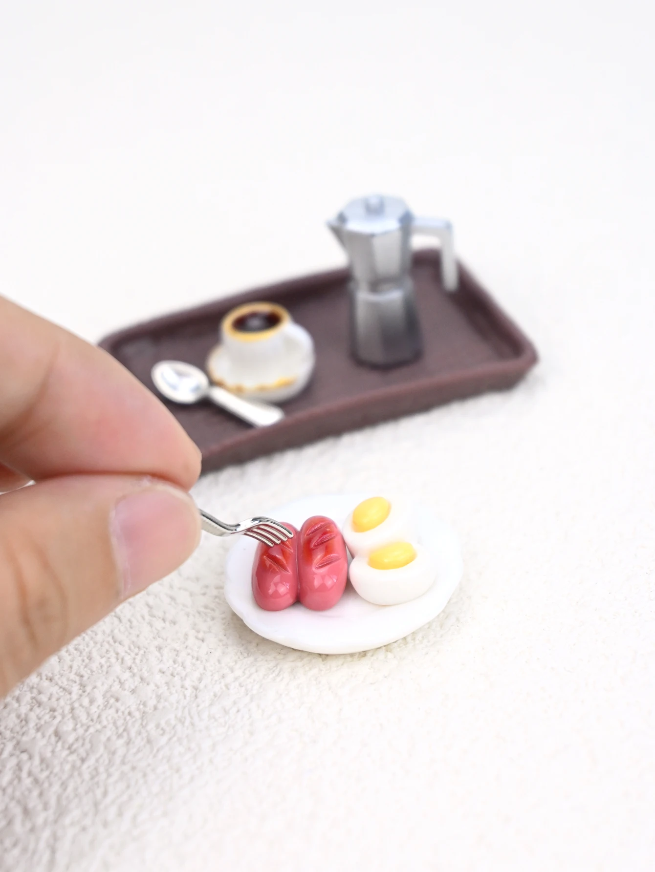 A Miniature Breakfast Scene Decoration, Miniature Coffee, Miniature Sausage, Miniature Eggs, Dollhouse Dollhouse Accessories, Dollhouse Toys, Toy House Decorations, Miniature Food Toys, Photography Props, Miniature Landscape Decorations, Miniatures Decoration, Small Gifts, Giveaways, Home Decor Items