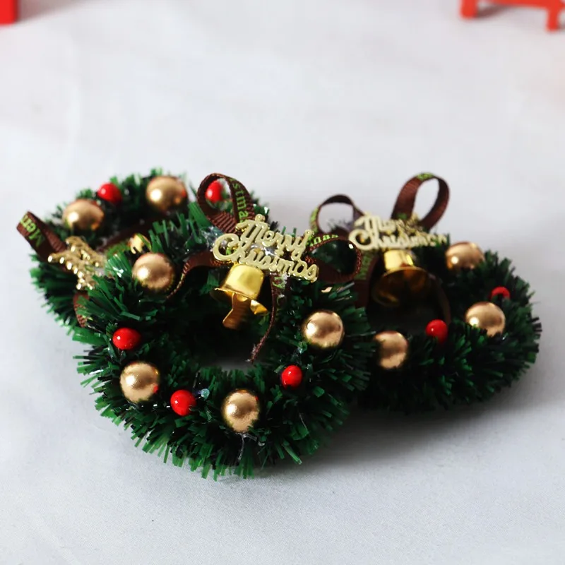 1:12 Scale Dollhouse Christmas Gatehouse Wreath Mini Ornament Rich Decor DIY Doll House Holiday Scene Layout Accessories