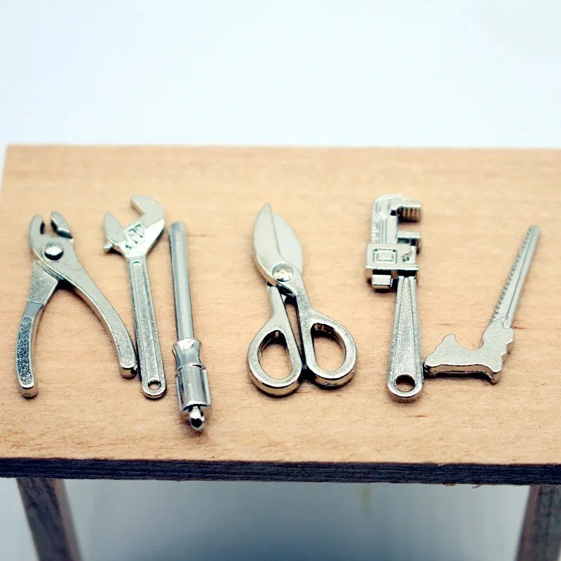 1/12 Dollhouse Mini Alloy Tools Adjustable Wrench Pliers Simulation Repair Model Scene Mini Props