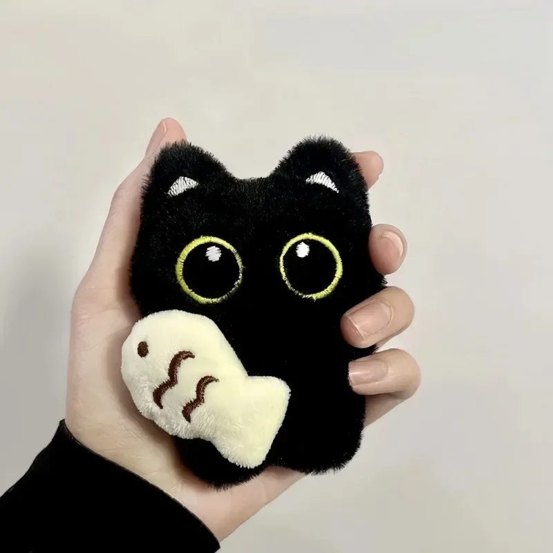 Cool Plush Black Cat Doll Toy Keychain Bag Pendant Charms Car Keyring Accessories for Women Couples Kawaii Gift