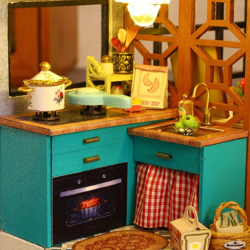 DIY Wooden Miniature Doll Houses Kits Handmade 3D Puzzle Assembly Building With Furniture Dollhouses For Xmas Birthday Gifts