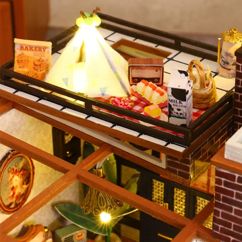 DIY Wooden Miniature Doll Houses Kits Handmade 3D Puzzle Assembly Building With Furniture Dollhouses For Xmas Birthday Gifts