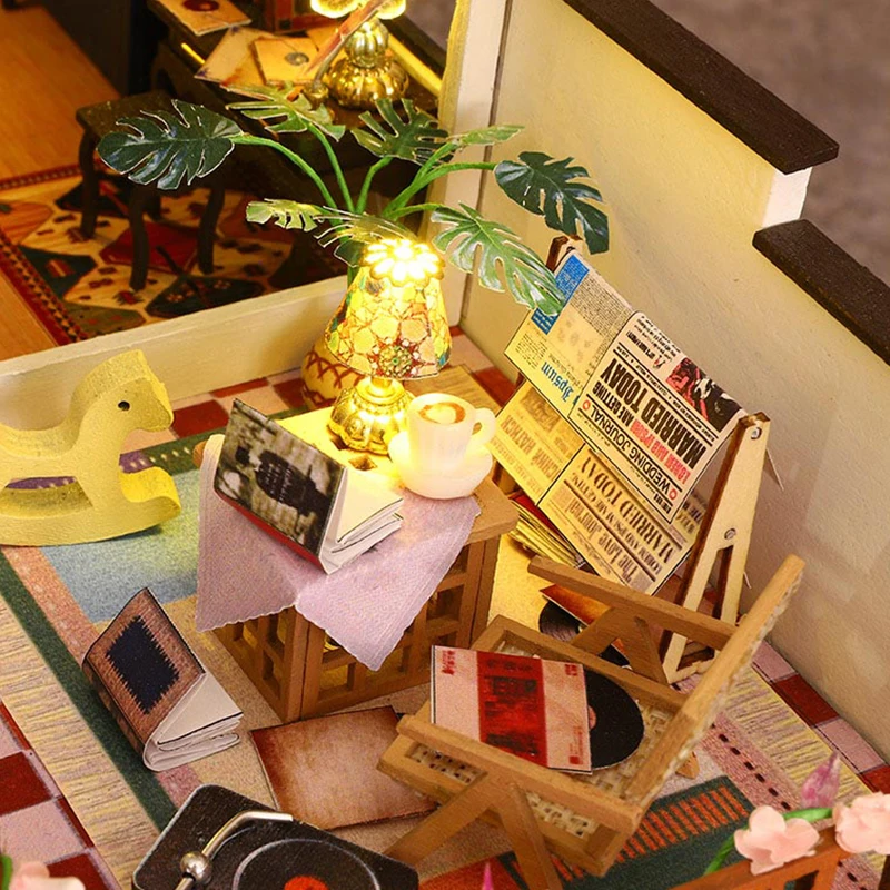 DIY Wooden Miniature Doll Houses Kits Handmade 3D Puzzle Assembly Building With Furniture Dollhouses For Xmas Birthday Gifts