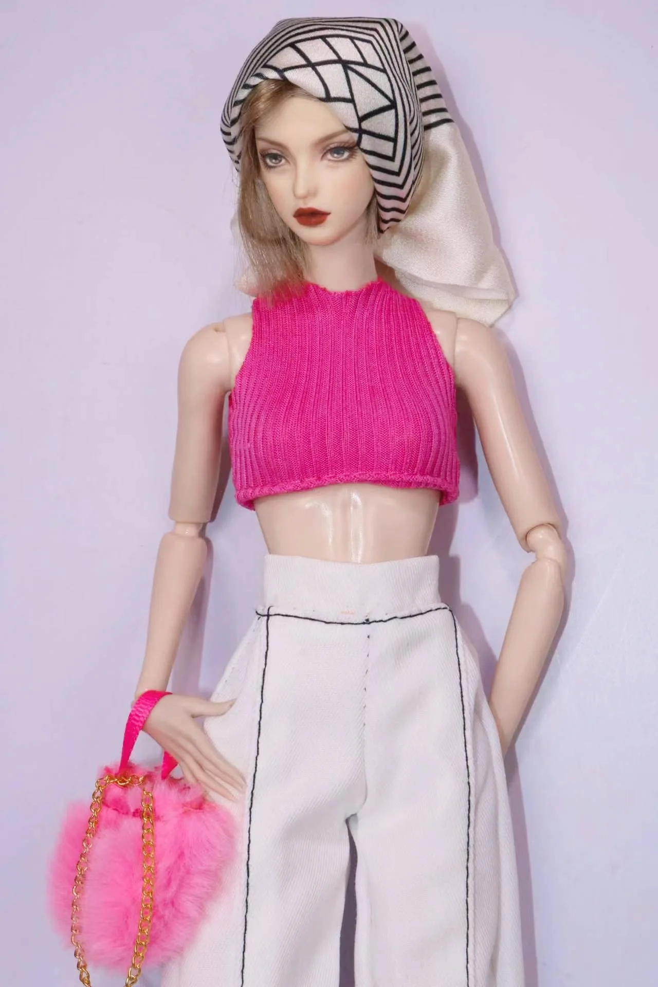 1/6 Supermodel Doll Clothes Fashion Suit Pants Tank Top Bag Headscarf Shoe Sets Girls Dress-Up Toys Clothing Parts For 30cm Doll