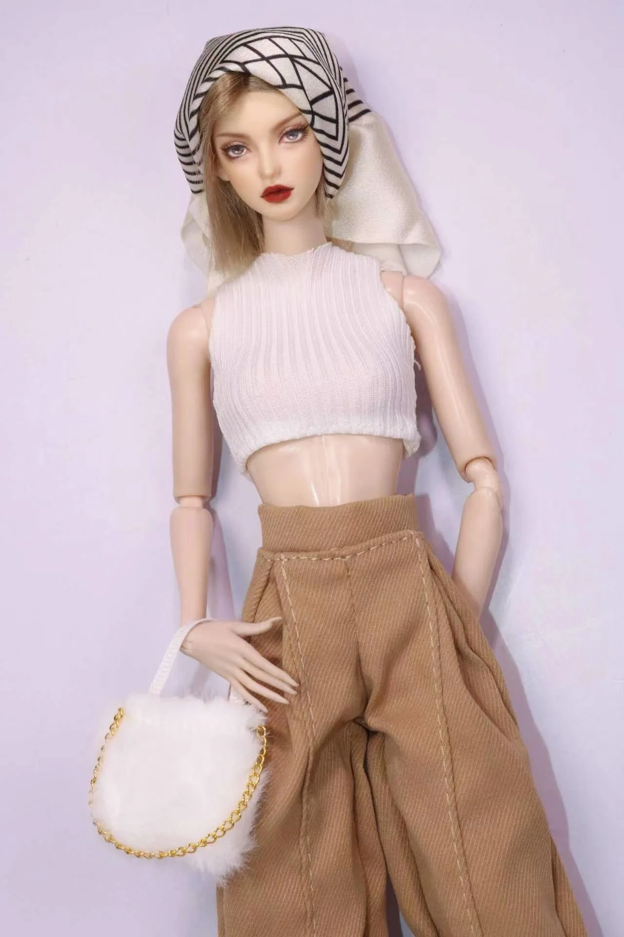 1/6 Supermodel Doll Clothes Fashion Suit Pants Tank Top Bag Headscarf Shoe Sets Girls Dress-Up Toys Clothing Parts For 30cm Doll