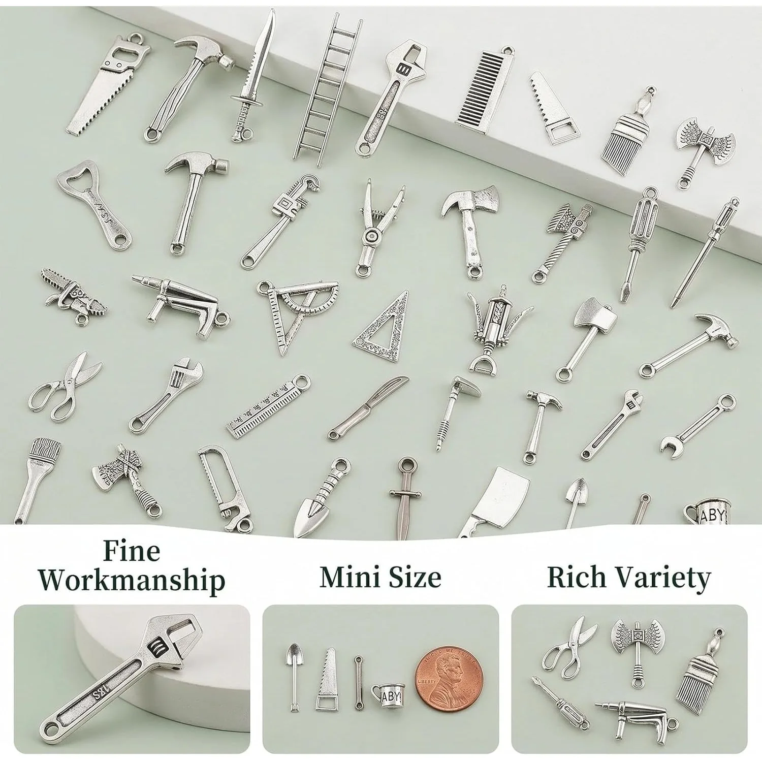 Mini Metal Hand Tool Pendants Dollhouse Hardware Accessories Vintage Alloy Miniature Tools for Doll House Decor