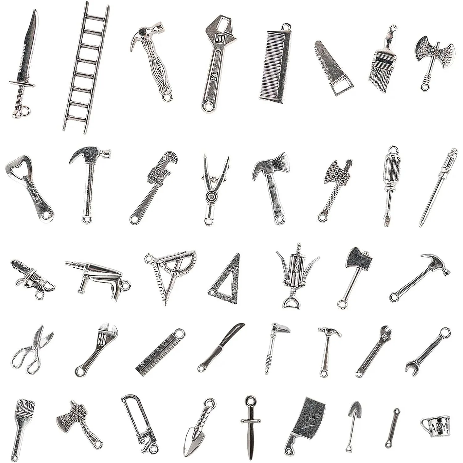 Mini Metal Hand Tool Pendants Dollhouse Hardware Accessories Vintage Alloy Miniature Tools for Doll House Decor