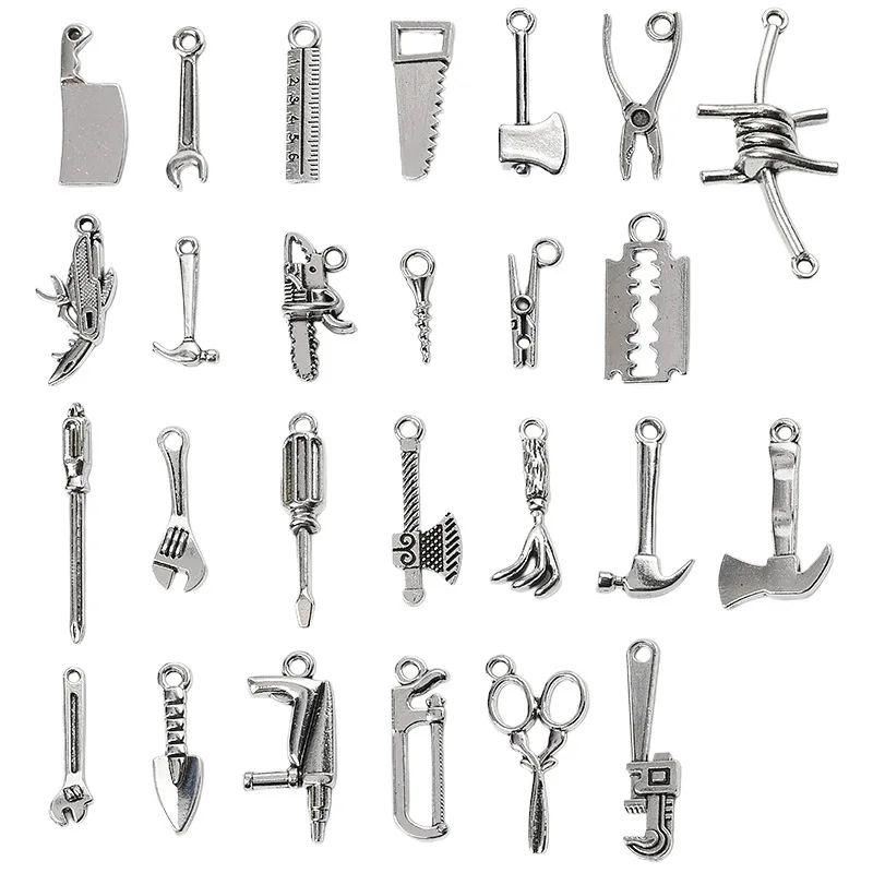 Mini Metal Hand Tool Pendants Dollhouse Hardware Accessories Vintage Alloy Miniature Tools for Doll House Decor