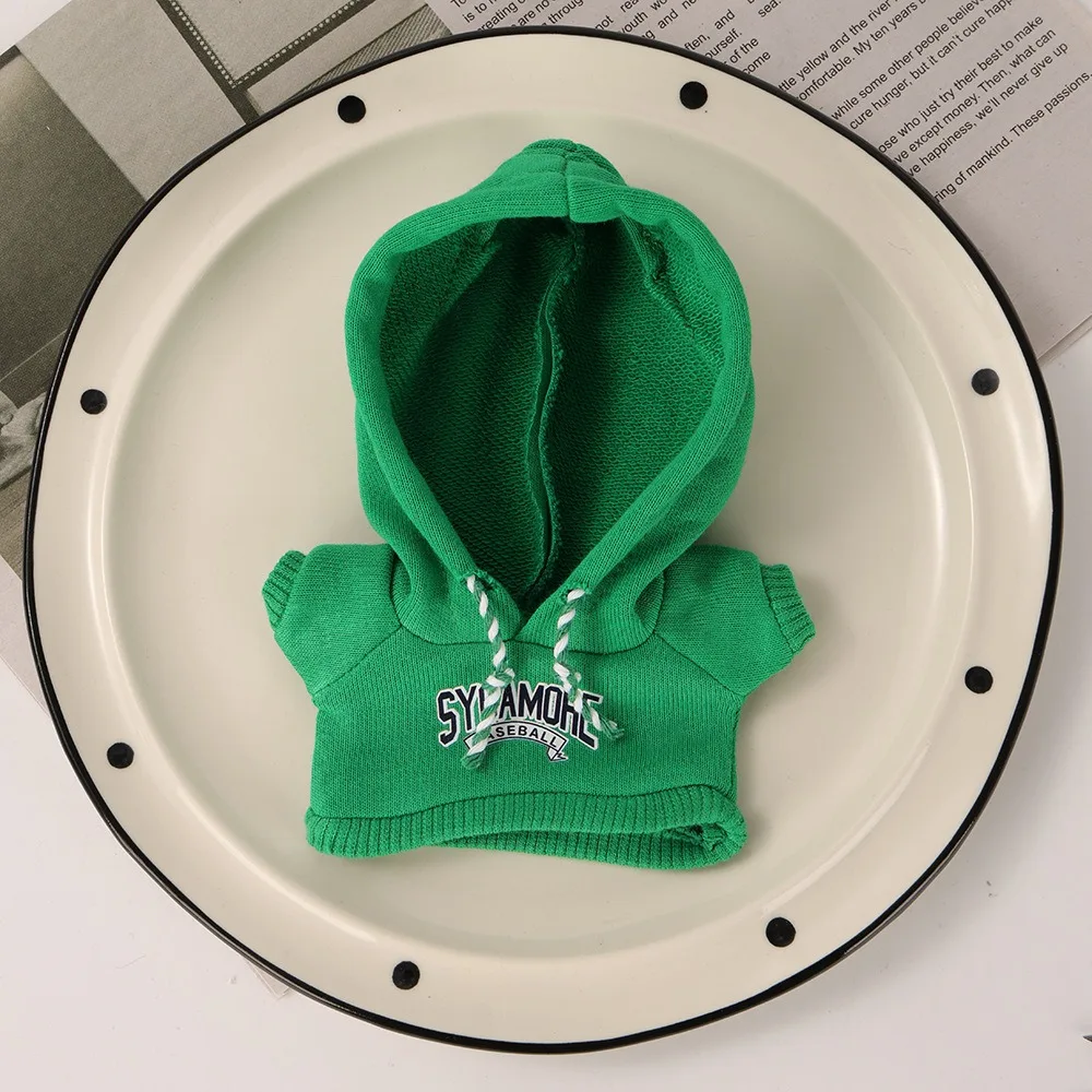 Mini Doll Hoodie Sweatshirt Printed Pattern Drawstring Hooded Top Casual Doll Outfit Clothes Accessories Trendy Plush Doll