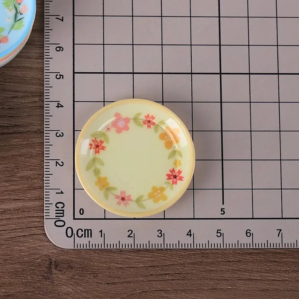 10Pcs 1:12 Scale Dollhouse Mini Country‑Style Floral Plate Model, Beautiful Decorative Dish Ornaments for Food Play Scene Layout