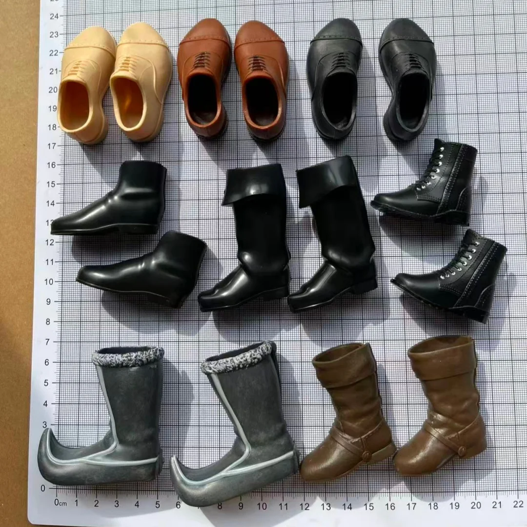 Male Doll Fashion Boots - Black Brown Gray DIY Accessory Shoes Decorative Parts for Collectible Figures