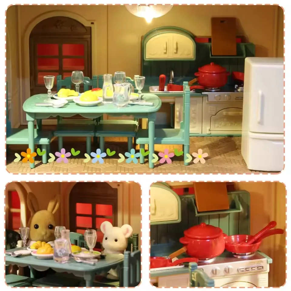 1:12 Dollhouse Miniature Furniture Set Mini Fridge Stove Sink Toilet Washing Machine Dining Table Chair Pretend Play Accessory