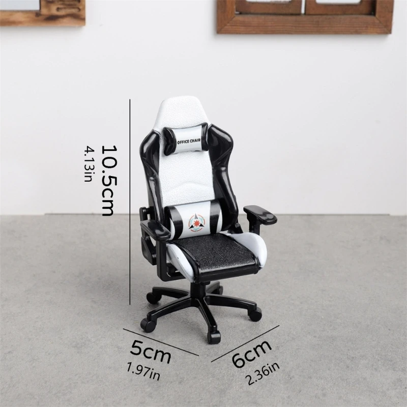 1:12 Miniature Gaming Chair Model, Plastic Display with Rotating Base for Pretend Play and Tabletop Photo Setup 15UB