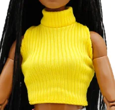 30cm Supermodel Doll Clothes Spicy Girl Style Sleeveless Knit Sweater Shiny Leather Pants High-Neck Stripes Tops For 1/6 FR Doll