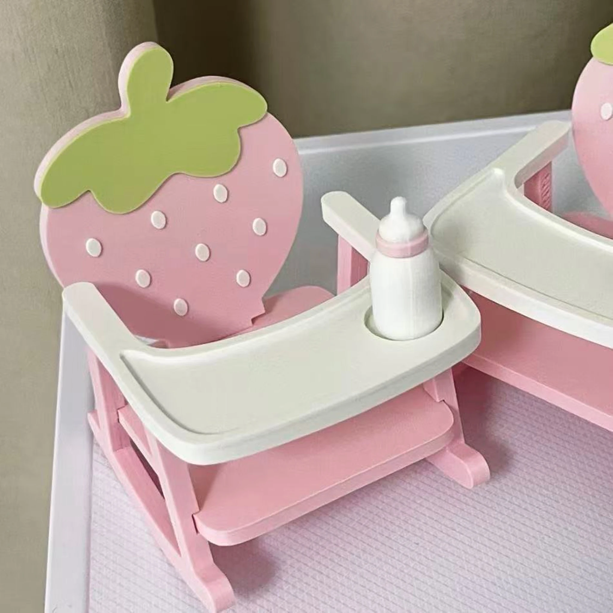 New Kawaii 3D Printed Strawberry Chair 10cm Cotton Doll Furniture Mini Cute Doll Korean Accessories DIY Scene Decoration Gift