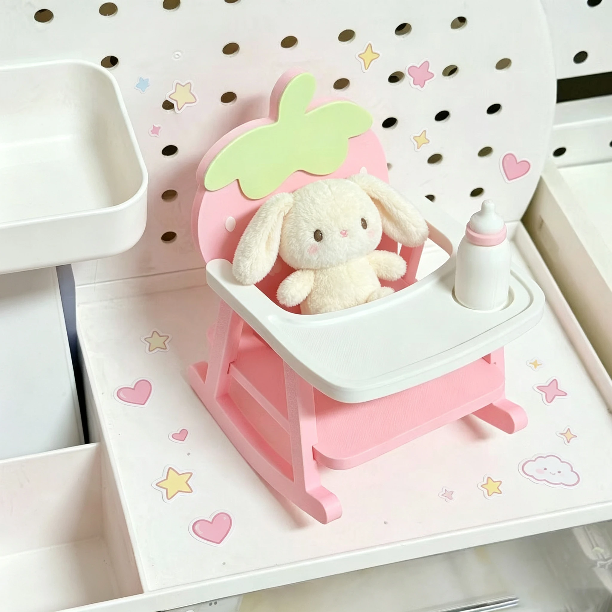 New Kawaii 3D Printed Strawberry Chair 10cm Cotton Doll Furniture Mini Cute Doll Korean Accessories DIY Scene Decoration Gift