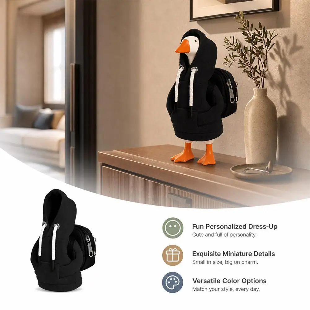 7 Inch Goose Clothes Outfits Hoodie Backpack Porch Duck Sweatshirt Tabletop Desktop Statues Lawn Garden Yard Decor Party Gifts