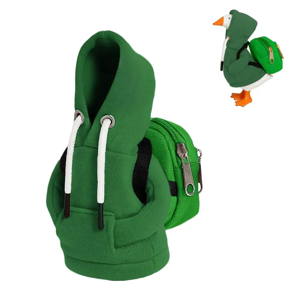 7 Inch Goose Clothes Outfits Hoodie Backpack Porch Duck Sweatshirt Tabletop Desktop Statues Lawn Garden Yard Decor Party Gifts