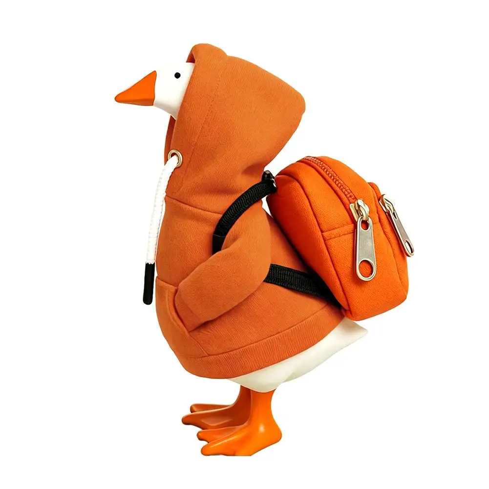 7 Inch Goose Clothes Outfits Hoodie Backpack Porch Duck Sweatshirt Tabletop Desktop Statues Lawn Garden Yard Decor Party Gifts