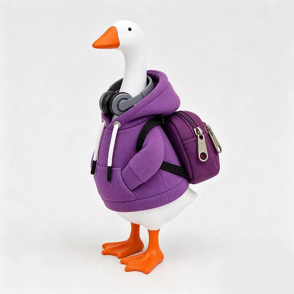 7 Inch Goose Clothes Outfits Hoodie Backpack Porch Duck Sweatshirt Tabletop Desktop Statues Lawn Garden Yard Decor Party Gifts