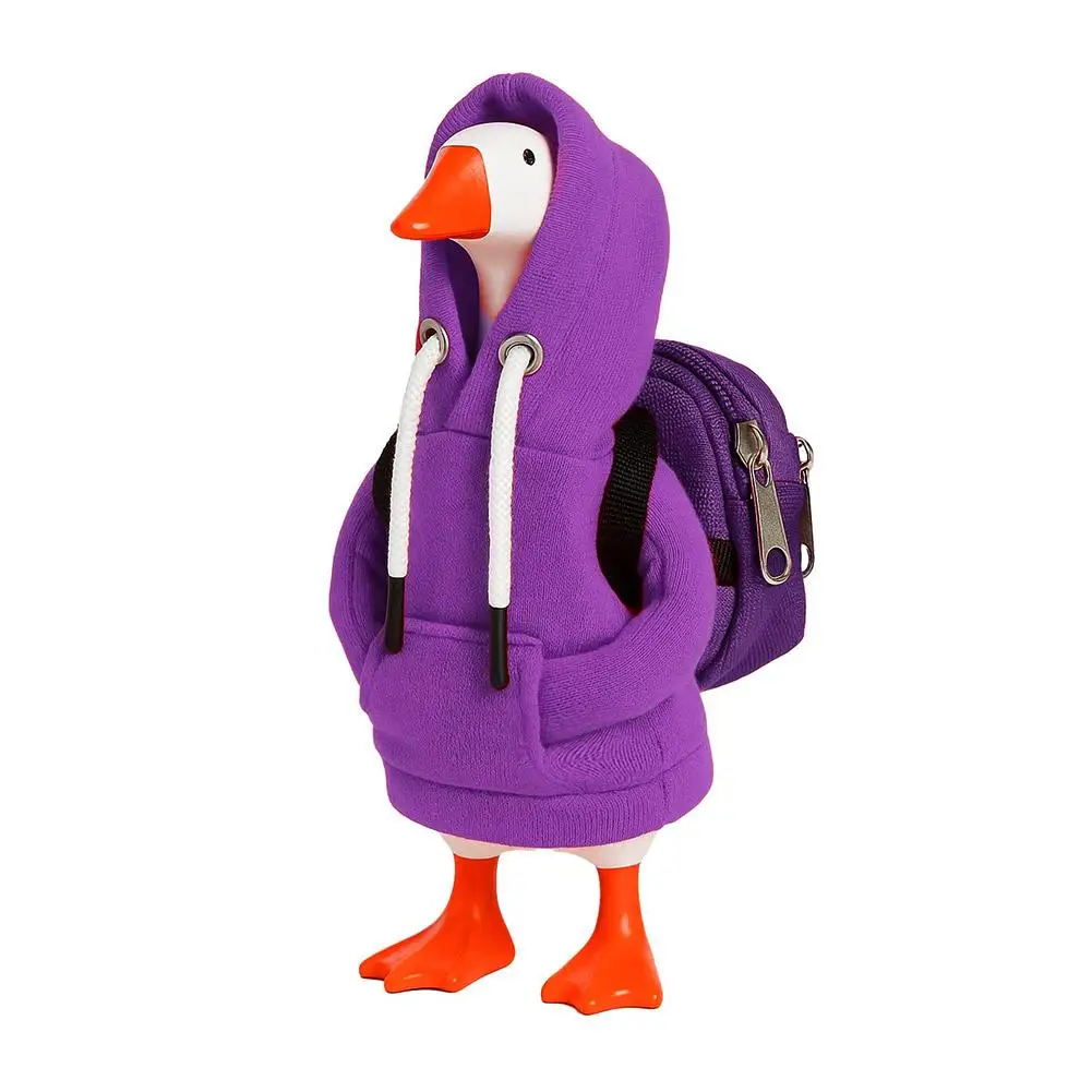 7 Inch Goose Clothes Outfits Hoodie Backpack Porch Duck Sweatshirt Tabletop Desktop Statues Lawn Garden Yard Decor Party Gifts