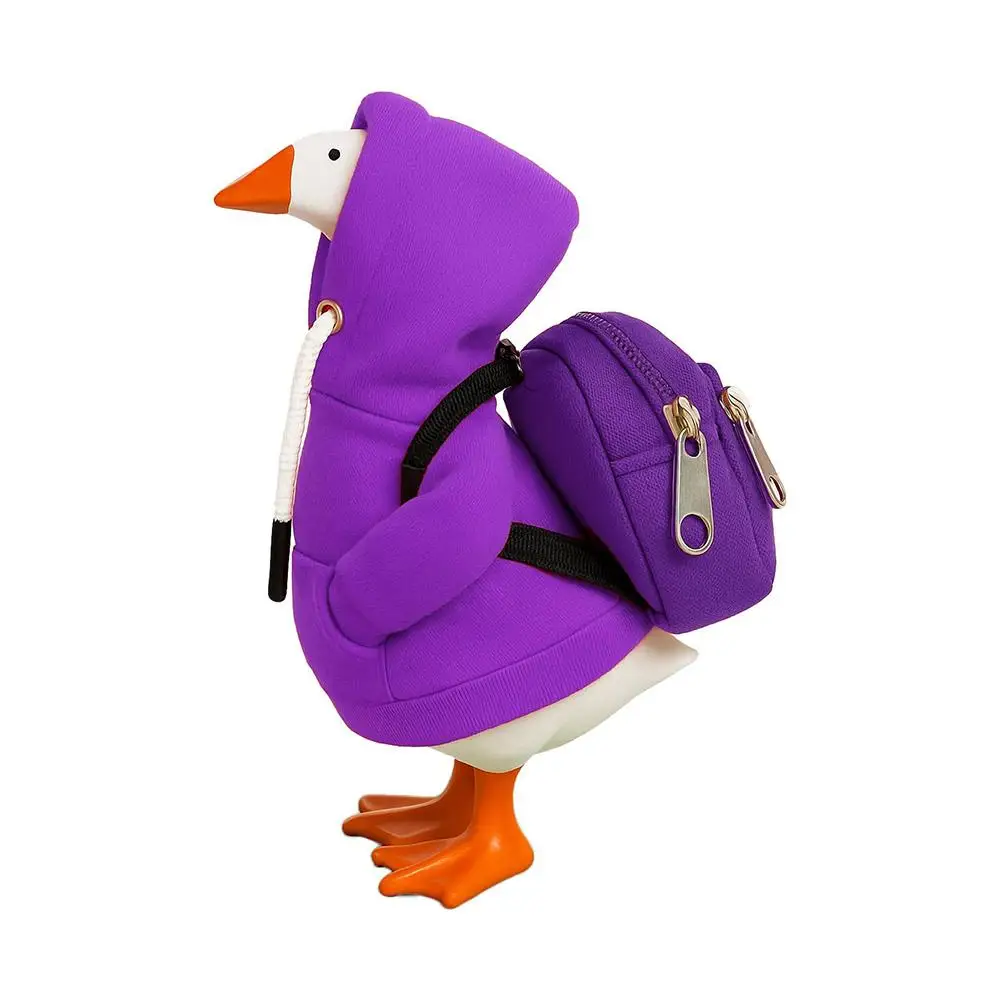 7 Inch Goose Clothes Outfits Hoodie Backpack Porch Duck Sweatshirt Tabletop Desktop Statues Lawn Garden Yard Decor Party Gifts