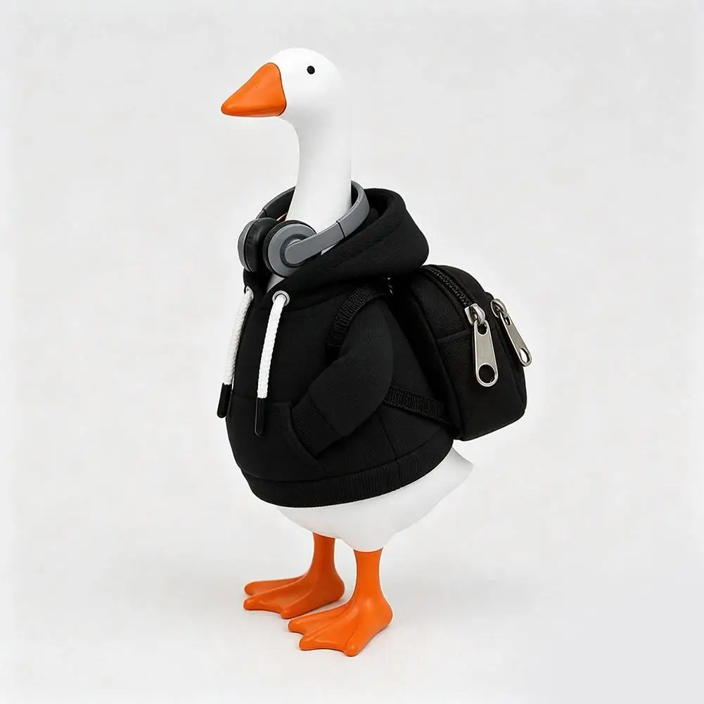 7 Inch Goose Clothes Outfits Hoodie Backpack Porch Duck Sweatshirt Tabletop Desktop Statues Lawn Garden Yard Decor Party Gifts