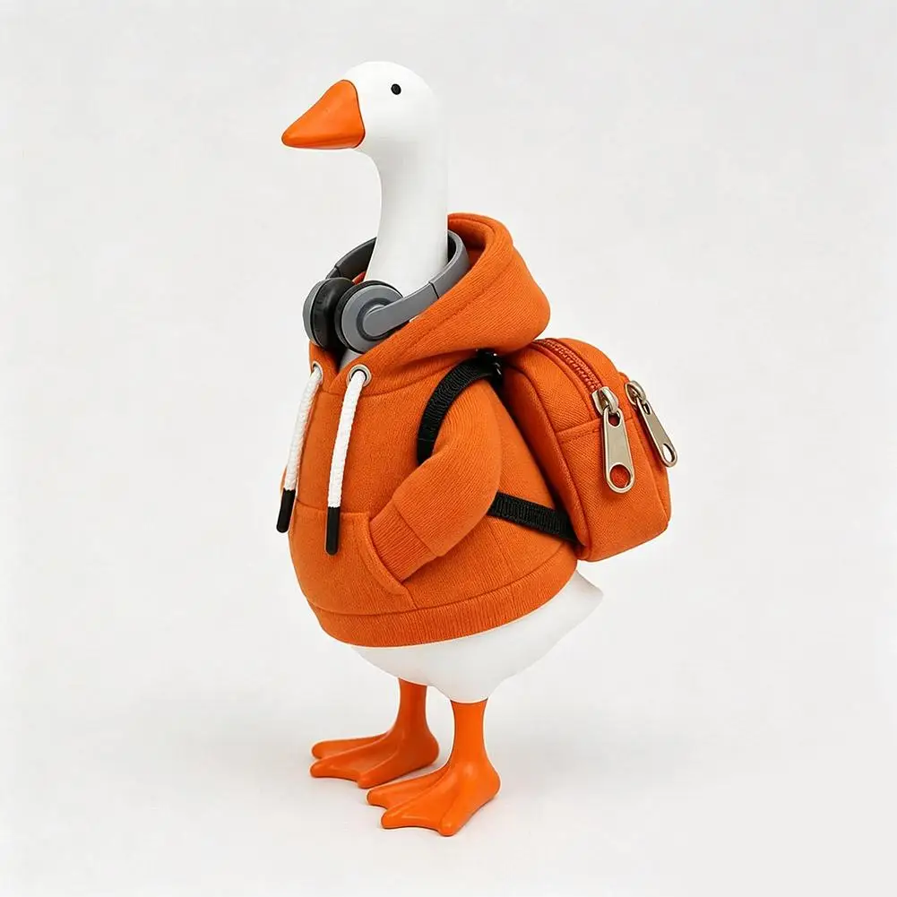 7 Inch Goose Clothes Outfits Hoodie Backpack Porch Duck Sweatshirt Tabletop Desktop Statues Lawn Garden Yard Decor Party Gifts