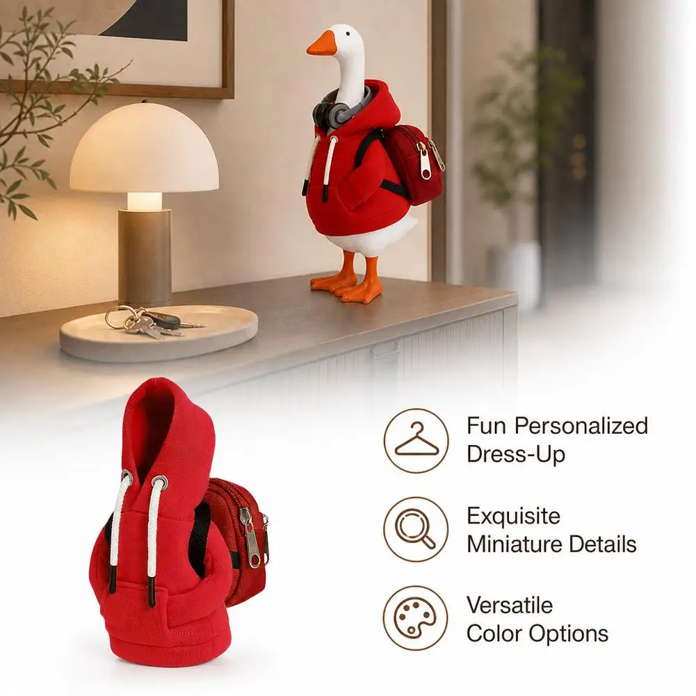 7 Inch Goose Clothes Outfits Hoodie Backpack Porch Duck Sweatshirt Tabletop Desktop Statues Lawn Garden Yard Decor Party Gifts
