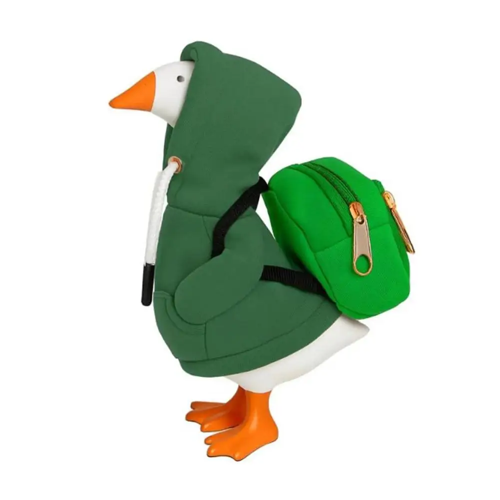 7 Inch Goose Clothes Outfits Hoodie Backpack Porch Duck Sweatshirt Tabletop Desktop Statues Lawn Garden Yard Decor Party Gifts