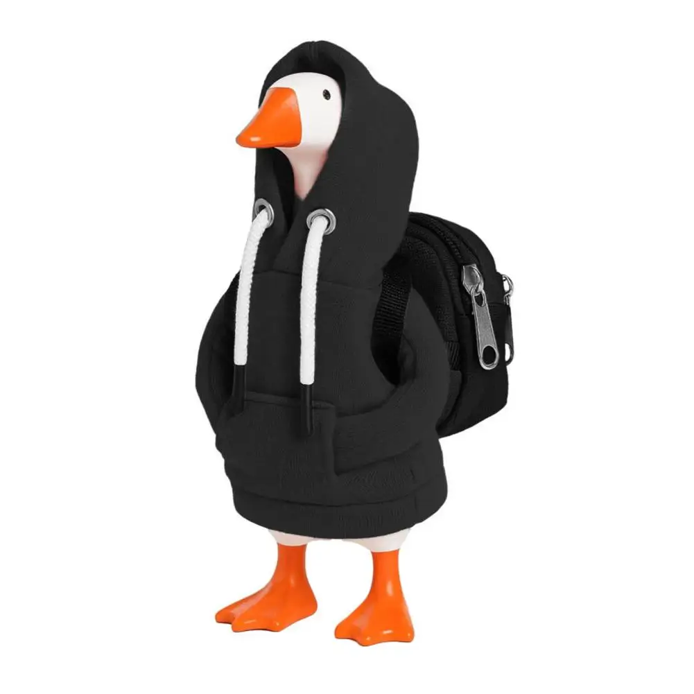 7 Inch Goose Clothes Outfits Hoodie Backpack Porch Duck Sweatshirt Tabletop Desktop Statues Lawn Garden Yard Decor Party Gifts