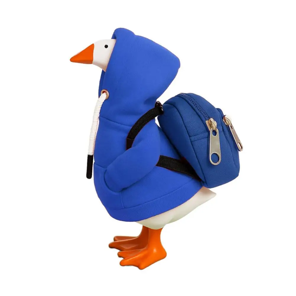 7 Inch Goose Clothes Outfits Hoodie Backpack Porch Duck Sweatshirt Tabletop Desktop Statues Lawn Garden Yard Decor Party Gifts