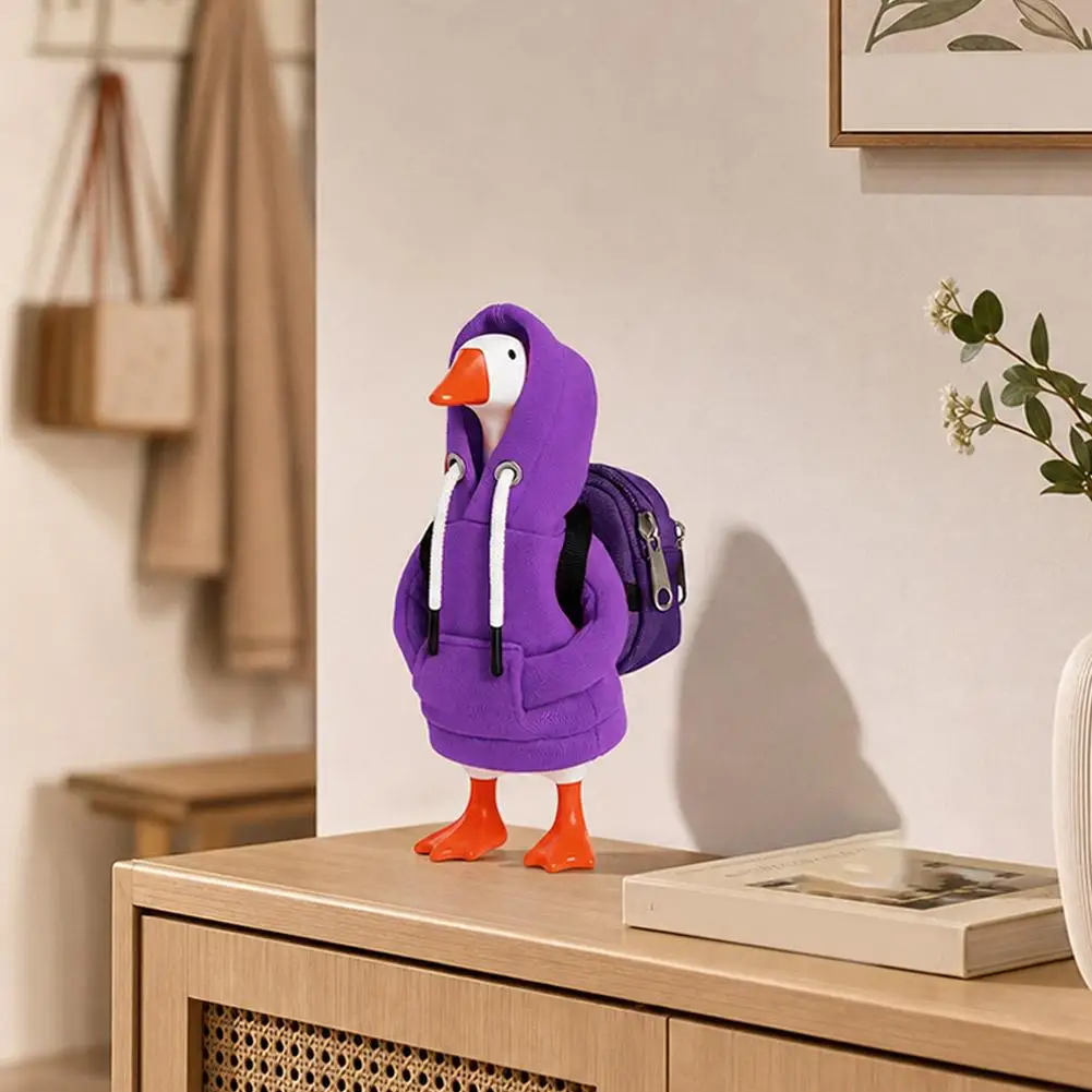 7 Inch Goose Clothes Outfits Hoodie Backpack Porch Duck Sweatshirt Tabletop Desktop Statues Lawn Garden Yard Decor Party Gifts