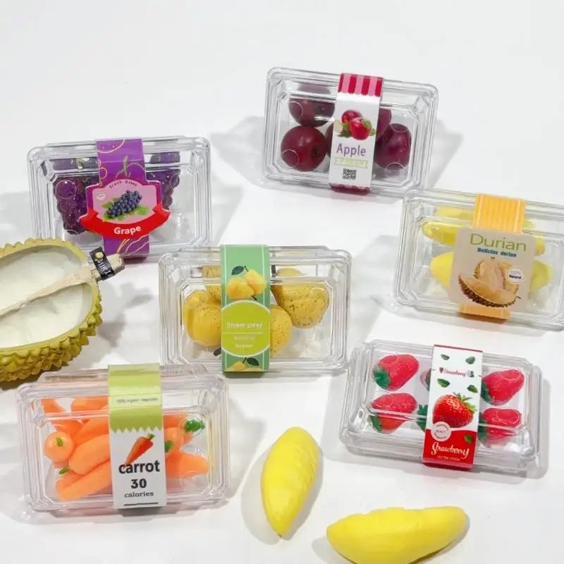 1 Set1/6 Scale Dollhouse Miniature FoodSupermarket Vegetable&Fruit Set withClear Display Box Doll Accessories Toy for Collectors