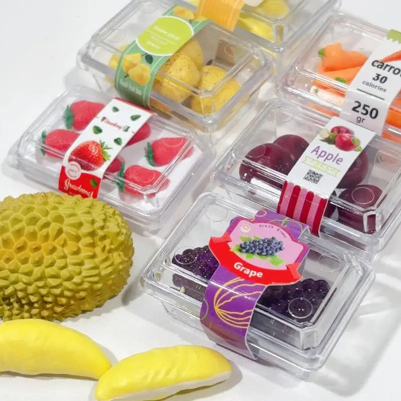 1 Set1/6 Scale Dollhouse Miniature FoodSupermarket Vegetable&Fruit Set withClear Display Box Doll Accessories Toy for Collectors